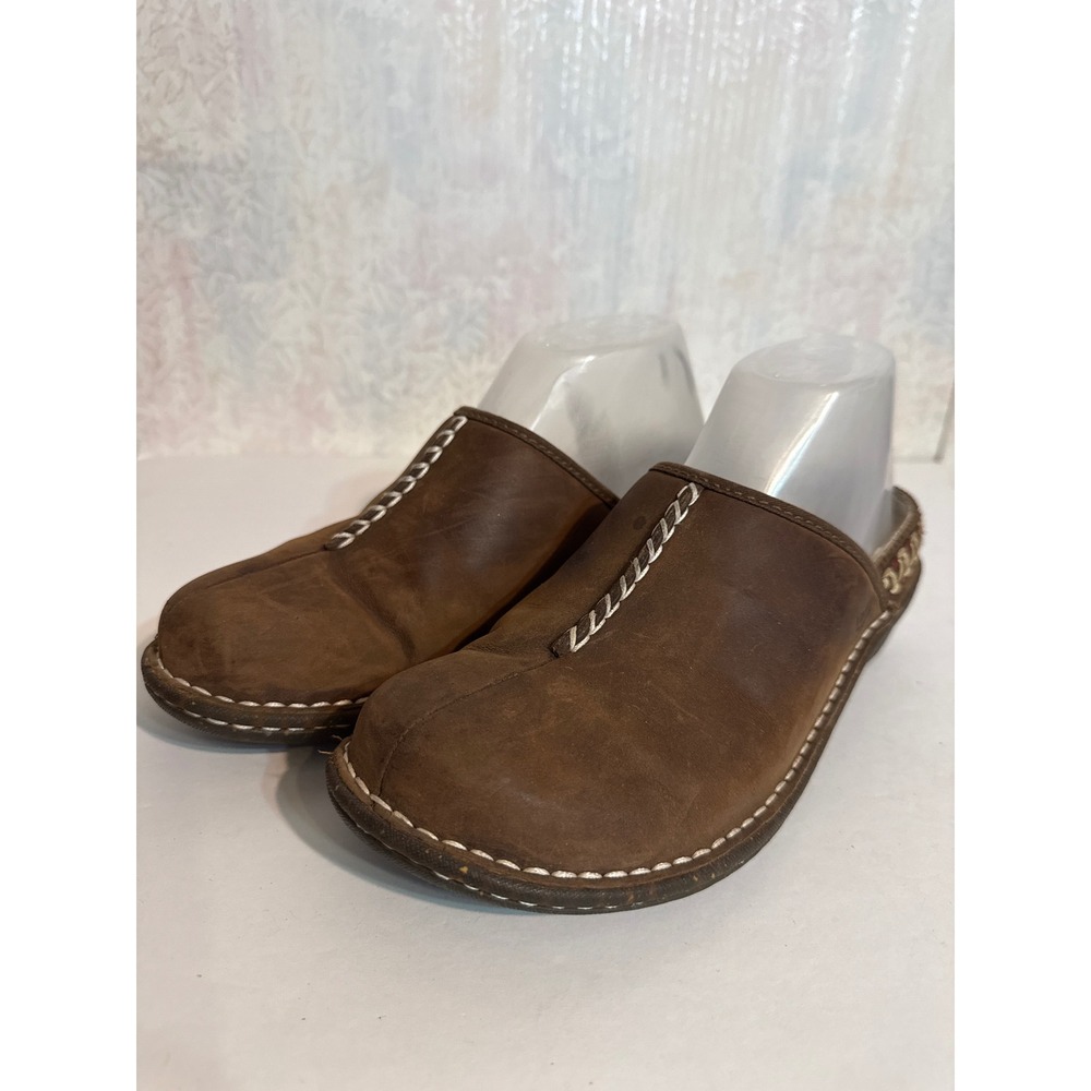 UGG Australia Tasman Brown Leather Sheepskin Lined Clog Slippers 5150 Womens 8